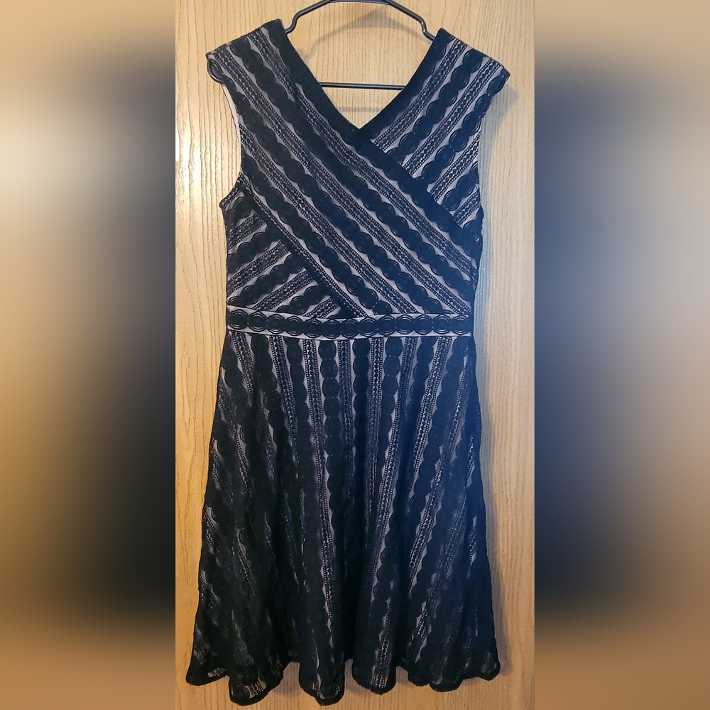 Black lace dress with nude color slip Size 10